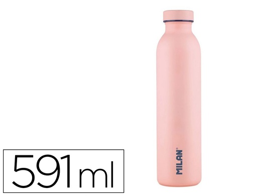 [167315] Botella portaliquidos milan acero inoxidable termo color rosa 591 ml