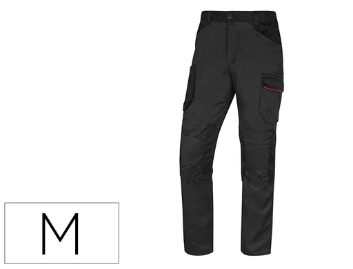 [167243] Pantalon de trabajo deltaplus con cintura elastica 7 bolsillos color gris-rojo talla m