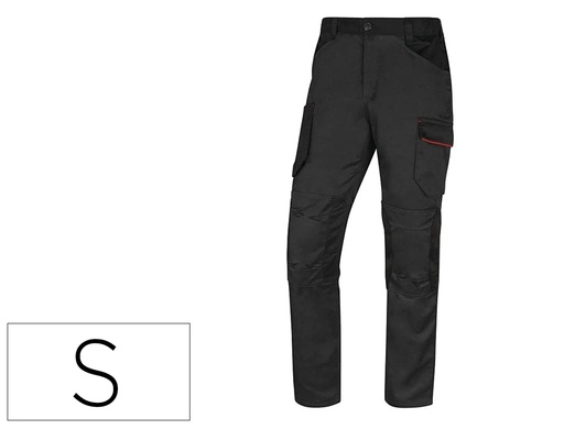[167242] Pantalon de trabajo deltaplus con cintura elastica 7 bolsillos color gris-rojo talla s
