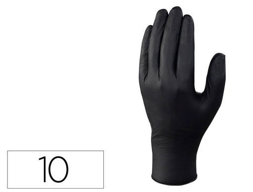 [166709] Guantes de nitrilo deltaplus no empolvado desechable talla 10 color negro caja de 100 unidades