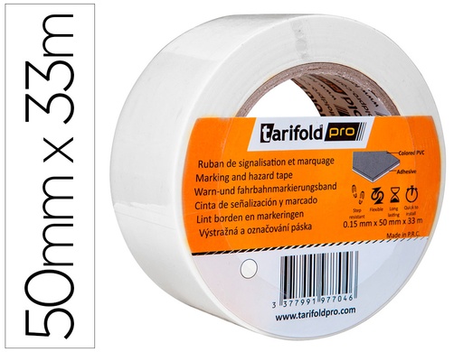 [165435] Cinta adhesiva tarifold para marcaje y señalizacion de suelo 33 mt x 50 mm color blanco