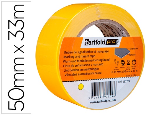 [165433] Cinta adhesiva tarifold para marcaje y señalizacion de suelo 33 mt x 50 mm color amarillo
