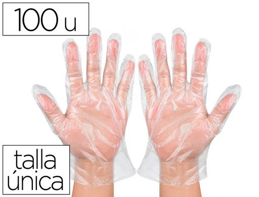 [159436] Guantes de plastico desechable para trabajos de corta duracion bolsa de 100 unidades talla unica
