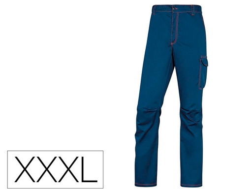 [158980] Pantalon de trabajo deltaplus cintura elastica 5 bolsillos color azul marino / naranja talla xxxl