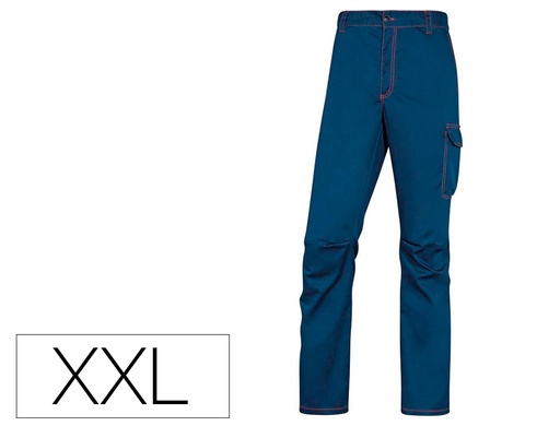 [158979] Pantalon de trabajo deltaplus cintura elastica 5 bolsillos color azul marino / naranja talla xxl