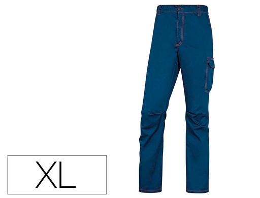 [158978] Pantalon de trabajo deltaplus cintura elastica 5 bolsillos color azul marino / naranja talla xl