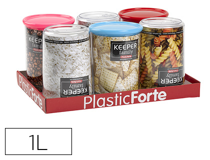 [154504] Bote multiusos plastico 1 l con tapa de color 110x110x150 mm