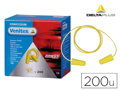 [153686] Protector auditivo delta plus conico con cordon caja 200 pares