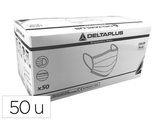 [120722] Mascarilla facial higienica desechable 3 capas con ajuste nasal filtracion 95% color azul