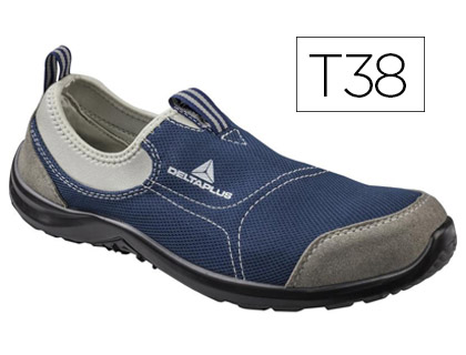 [79767] Zapatos de seguridad deltaplus de poliester y algodon con plantilla y puntera - color azul marino talla 38