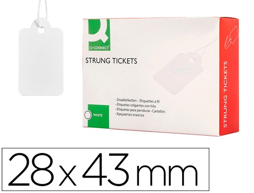 [171005] Etiquetas colgantes q-connect 28x43 mm caja de 500 unidades