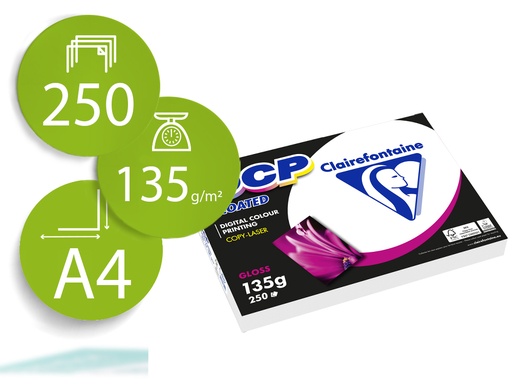 [169677] Papel fotocopiadora color dcp coated glossy din a4 135 gramos paquete 250 hojas