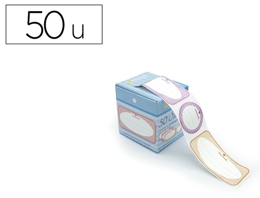 [167925] Etiqueta adhesiva avery removible para botes regalos y decoraciones 6 modelos 2 medidas rollo de 50 unidades