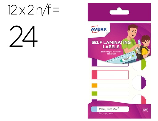 [167915] Etiqueta avery plastificable colores fluorescentes blister de 24 unidades