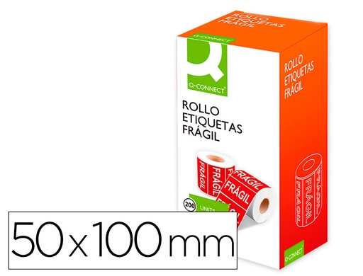 [163846] Etiqueta q-connect fragil 50x100 mm rollo de 200 unidades