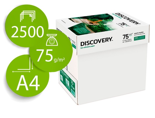 [154670] Papel fotocopiadora discovery fast pack din a4 75 gramos papel multiuso ink-jet y laser caja de 2500 hojas