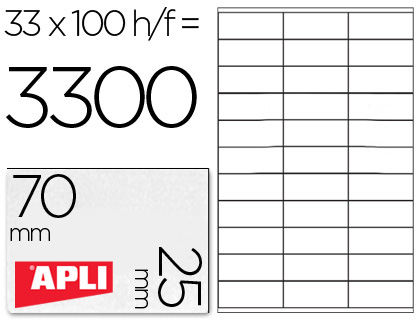 [99127] Etiqueta adhesiva apli 1270 tamaño 70x25 mm -fotocopiadora -laser -ink-jet-caja con 100 hojas din a4