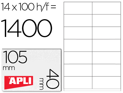[98560] Etiqueta adhesiva apli 1275 tamaño 105x40 mm -fotocopiadora -laser -ink-jet-caja con 1400 etiquetas