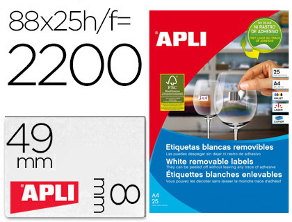 [79653] Etiqueta adhesiva apli removible 10314 especial joyeria 45x8 mm fotocopiadora laser ink-jet caja con 25