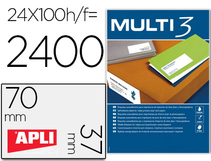 [79555] Etiqueta adhesiva multi 3 apli 70x37 mm fotocopiadora laser ink-jet caja con 100 hojas din a4