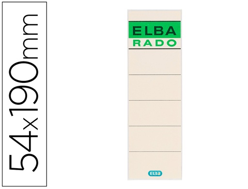 [77590] Etiquetas adhesivas elba lomera color hueso 54x190 mm pack de 10 unidades