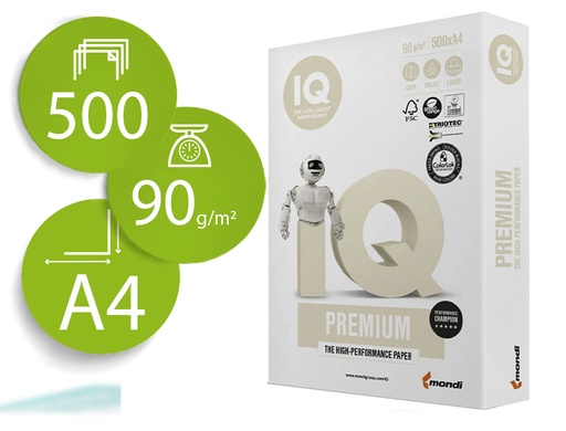 [75313] Papel fotocopiadora iq premium din a4 90 gramos paquete de 500 hojas