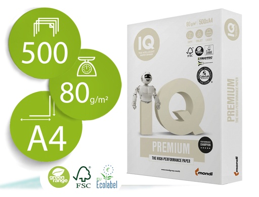 [75311] Papel fotocopiadora iq premium din a4 80 gramos paquete de 500 hojas