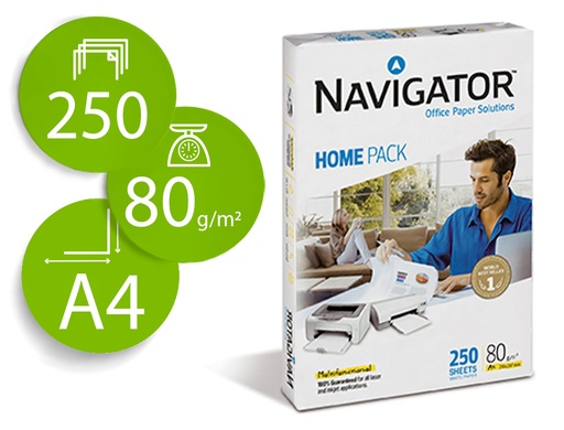 [75074] Papel fotocopiadora navigator home pack din a4 80 gramos paquete de 250 hojas