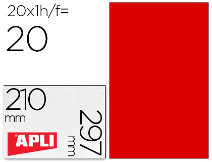 [59764] Etiqueta adhesiva apli 02880 tamaño 210x297 mm para fotocopiadora laser ink-jet caja con 20 hojas din a4 rojo