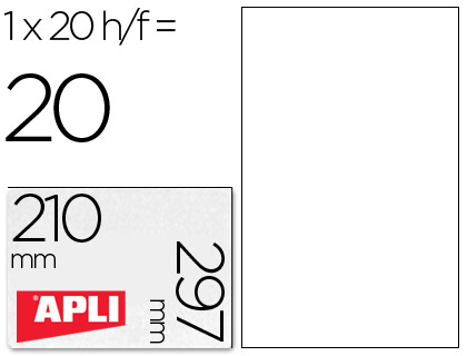 [46815] Etiquetas adhesivas apli de poliester resistente a la intemperie para impresora laser 210x297 mm