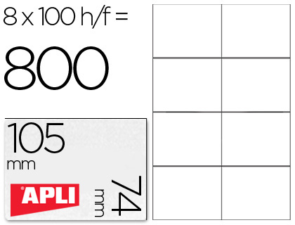 [43736] Etiqueta adhesiva apli 1279 tamaño 105x74 mm para fotocopiadora laser ink-jet caja con 100 hojas din a4