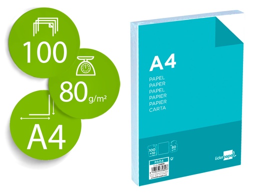 [35809] Papel liderpapel a4 8og/m2 liso paquete de 100 hojas + 10 hojas gratis