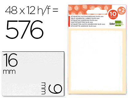 [35511] Etiquetas liderpapel sobre de 10 h. + 2 h. obsequio 9x16 mm -48 unidades por hoja