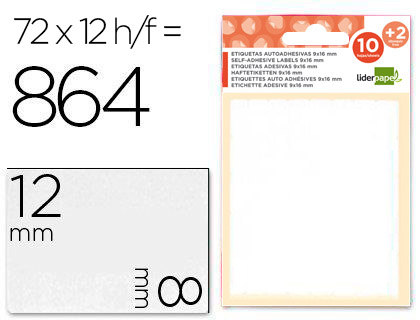 [35510] Etiquetas liderpapel sobre de 10 h. + 2 h. obsequio 8x12 mm -72 unidades por hoja