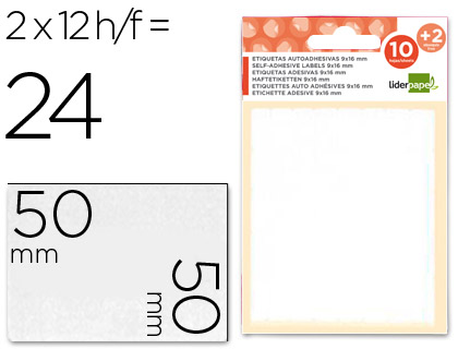 [35504] Etiquetas liderpapel sobre de 10 h. + 2 h. obsequio 50x50 mm -2 unidades por hoja