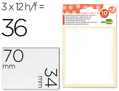 [35502] Etiquetas liderpapel sobre de 10 h. + 2 h. obsequio 34x70 mm -3 unidades por hoja