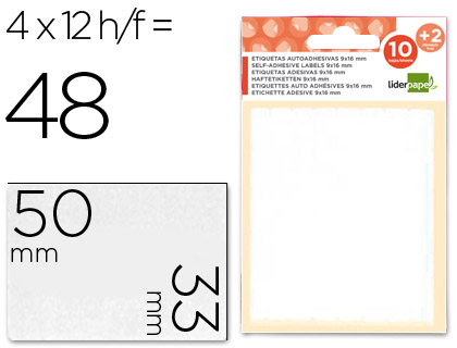 [35501] Etiquetas liderpapel sobre de 10 h. + 2 h. obsequio 33x50 mm -4 unidades por hoja