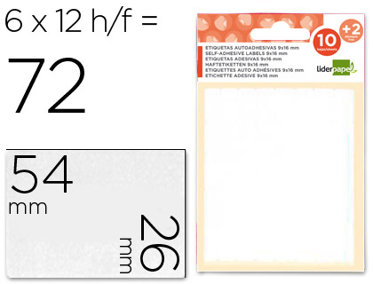 [35499] Etiquetas liderpapel sobre de 10 h. + 2 h. obsequio 26x54 mm -6 unidades por hoja