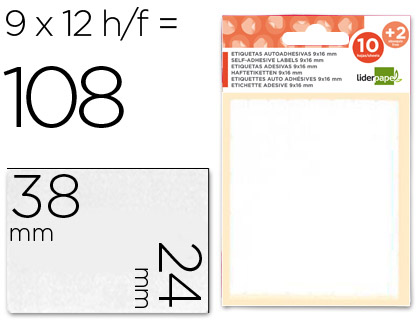 [35498] Etiquetas liderpapel sobre de 10 h. + 2 h. obsequio 24x38 mm -9 unidades por hoja