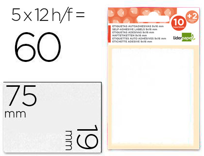 [35496] Etiquetas liderpapel sobre de 10 h. + 2 h. obsequio 19x75 mm -5 unidades por hoja