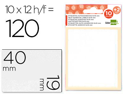 [35494] Etiquetas liderpapel sobre de 10 h. + 2 h. obsequio 19x40 mm -10 unidades por hoja