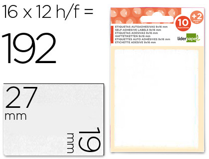 [35493] Etiquetas liderpapel sobre de 10 h. + 2 h. obsequio 19x27 mm -16 unidades por hoja
