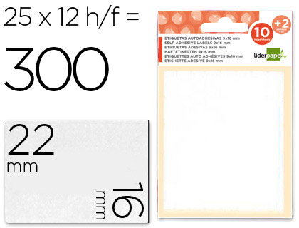 [35492] Etiquetas liderpapel sobre de 10 h. + 2 h. obsequio 16x22 mm -25 unidades por hoja