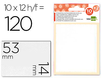 [35491] Etiquetas liderpapel sobre de 10 h. + 2 h. obsequio 14x53 mm -10 unidades por hoja