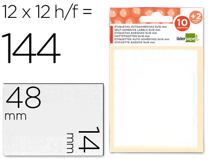 [35490] Etiquetas liderpapel sobre de 10 h. + 2 h. obsequio 14x48 mm -10 unidades por hoja