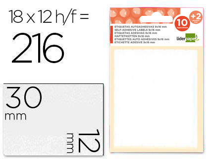 [35489] Etiquetas liderpapel sobre de 10 h. + 2 h. obsequio 12x30 mm -18 unidades por hoja