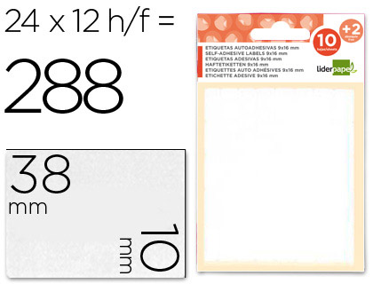 [35487] Etiquetas liderpapel sobre de 10 h. + 2 h. obsequio 10x38 mm -21 unidades por hoja