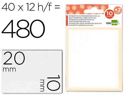 [35486] Etiquetas liderpapel sobre de 10 h. + 2 h. obsequio 10x20 mm -35 unidades por hoja