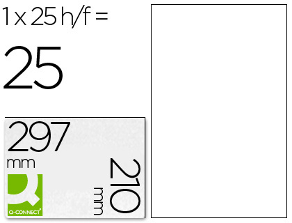 [35438] Etiqueta adhesiva q-connect kf00228 -tamaño din a4 -para ink-jet -transparente -caja con 25 hojas din-a4