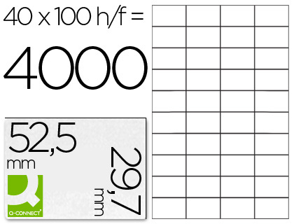 [34380] Etiqueta adhesiva q-connect kf00574 -tamaño 52,5x29,7 mm -fotocopiadora -laser -ink-jet-caja con 100 hojas din a4